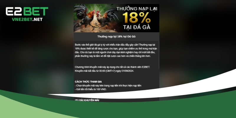 Thưởng nạp lại 18% tại chuyên mục đá gà